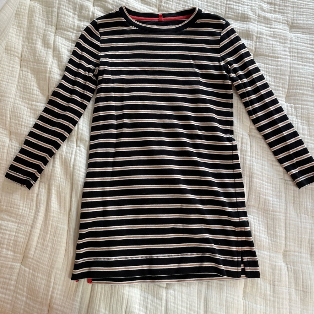 Black and White Striped Long Sleeve Dress